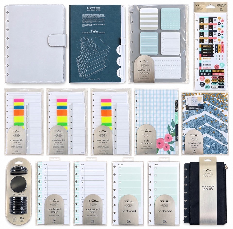 TUL Custom Note-Taking System – 14-Piece Notebook, Planner & Accessories Collect