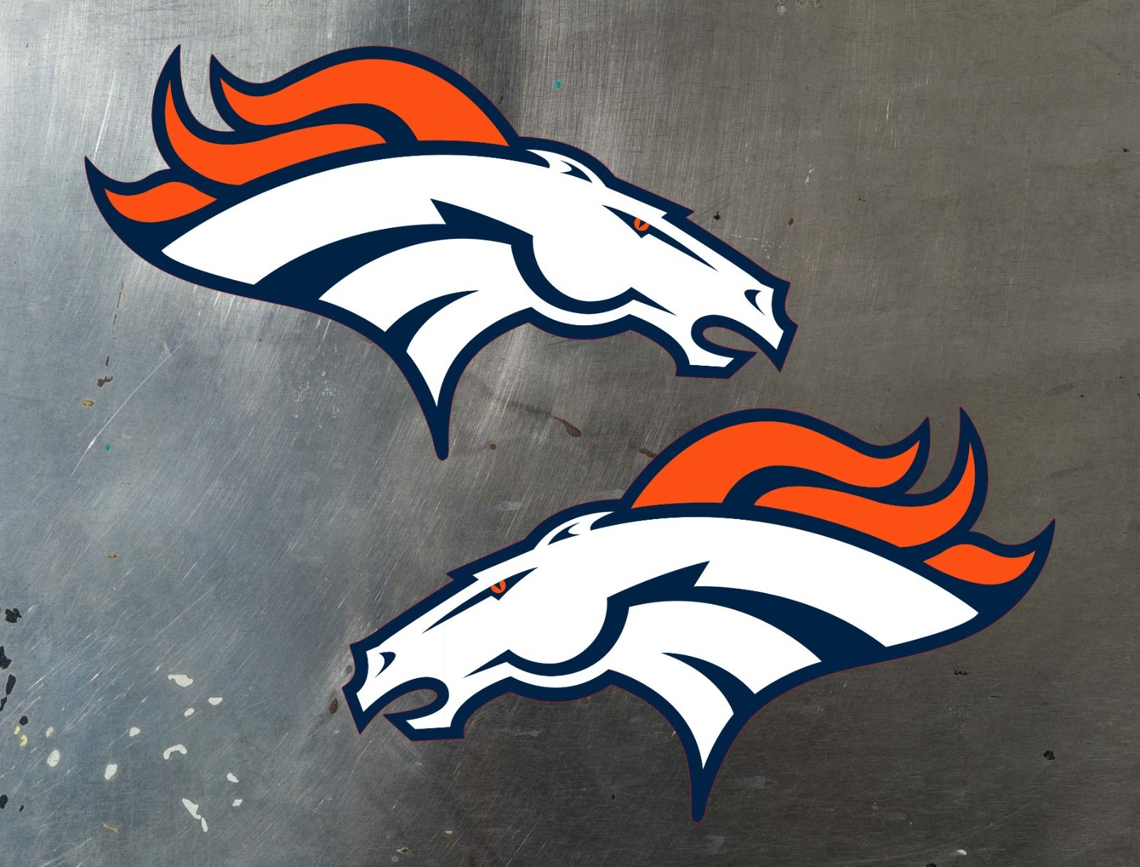 Two Denver Broncos Left and Right Water Proof UV Safe Glossy Vinyl Decals x2 Two Denver Broncos Left and Right Water Proof UV Safe Glossy Vinyl Decals x2