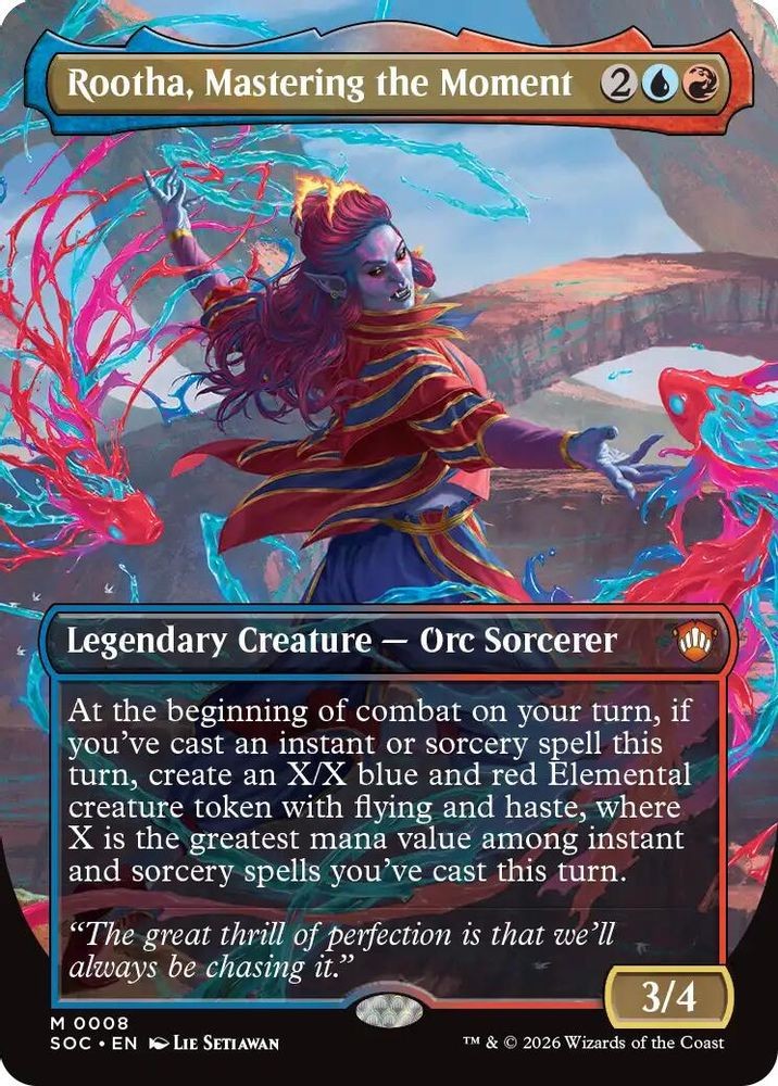 2026 MTG: SOC - Rootha Mastering the Moment Borderless (#8, Foil, M, Near Mint)