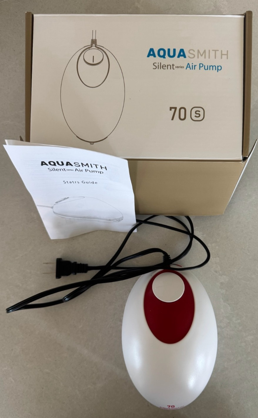 Aqua Smith 70 Single Outlet No-Hum Whisper-Quiet Aquarium Air Pump