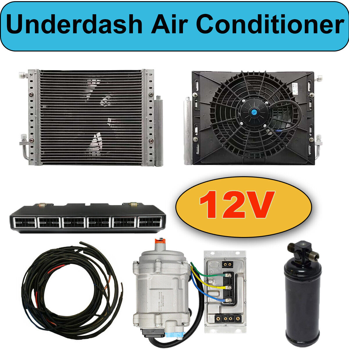 Universal Car Truck 12V Air Conditioning Cooling Underdash A/C Compressor Kit