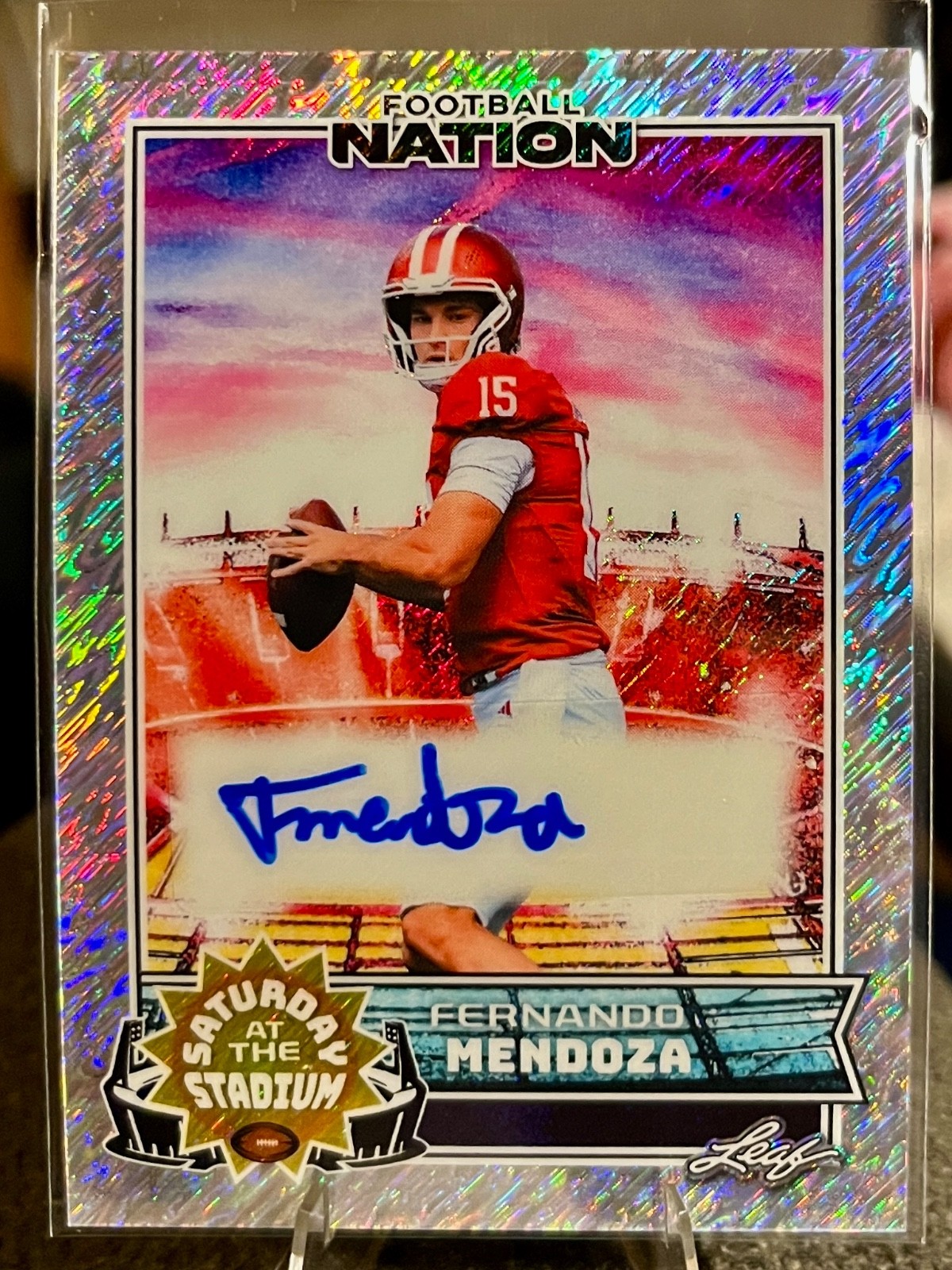 2025 Leaf Football Nation Fernando Mendoza Saturday At The Stadium Auto 9/10