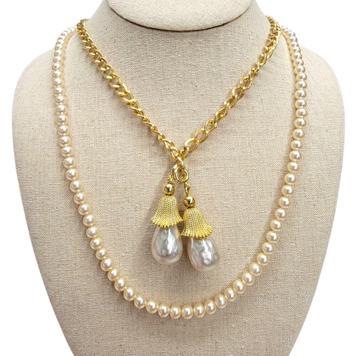Vintage Sarah Coventry Fashion Parade Convertible Faux Pearl Drop Necklace