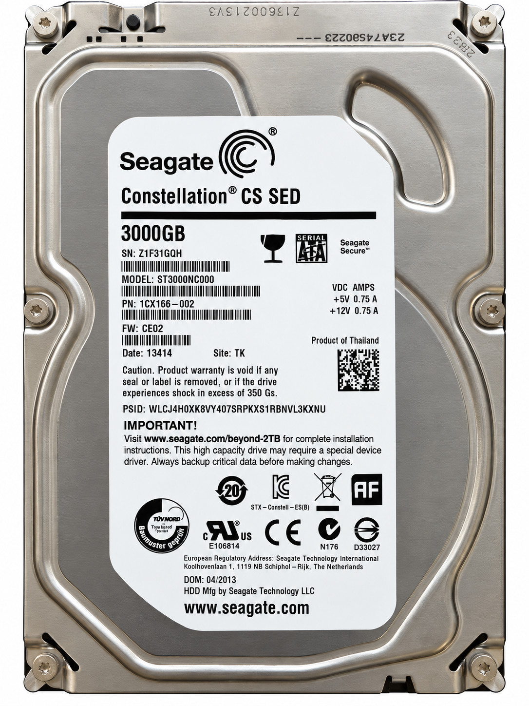Seagate Constellation CS SED ST3000NC000 3TB SATA 3.5 Seagate Constellation CS SED ST3000NC000 3TB SATA 3.5