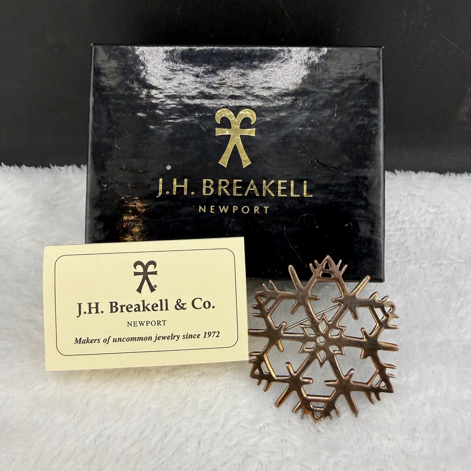 Vintage J.H. Breakell Snowflake Brooch Silver Sterling Winter Pin Women