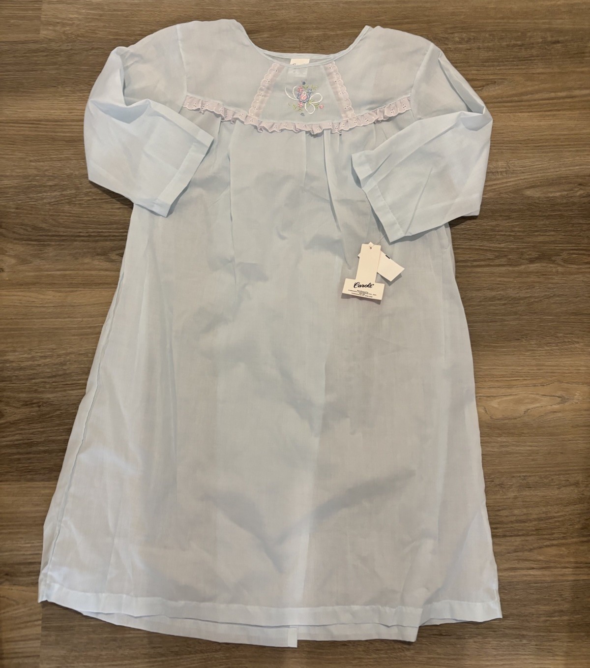 Vintage Carole Hospital Gown Blue Embroided  Open Back New Women’s Medium