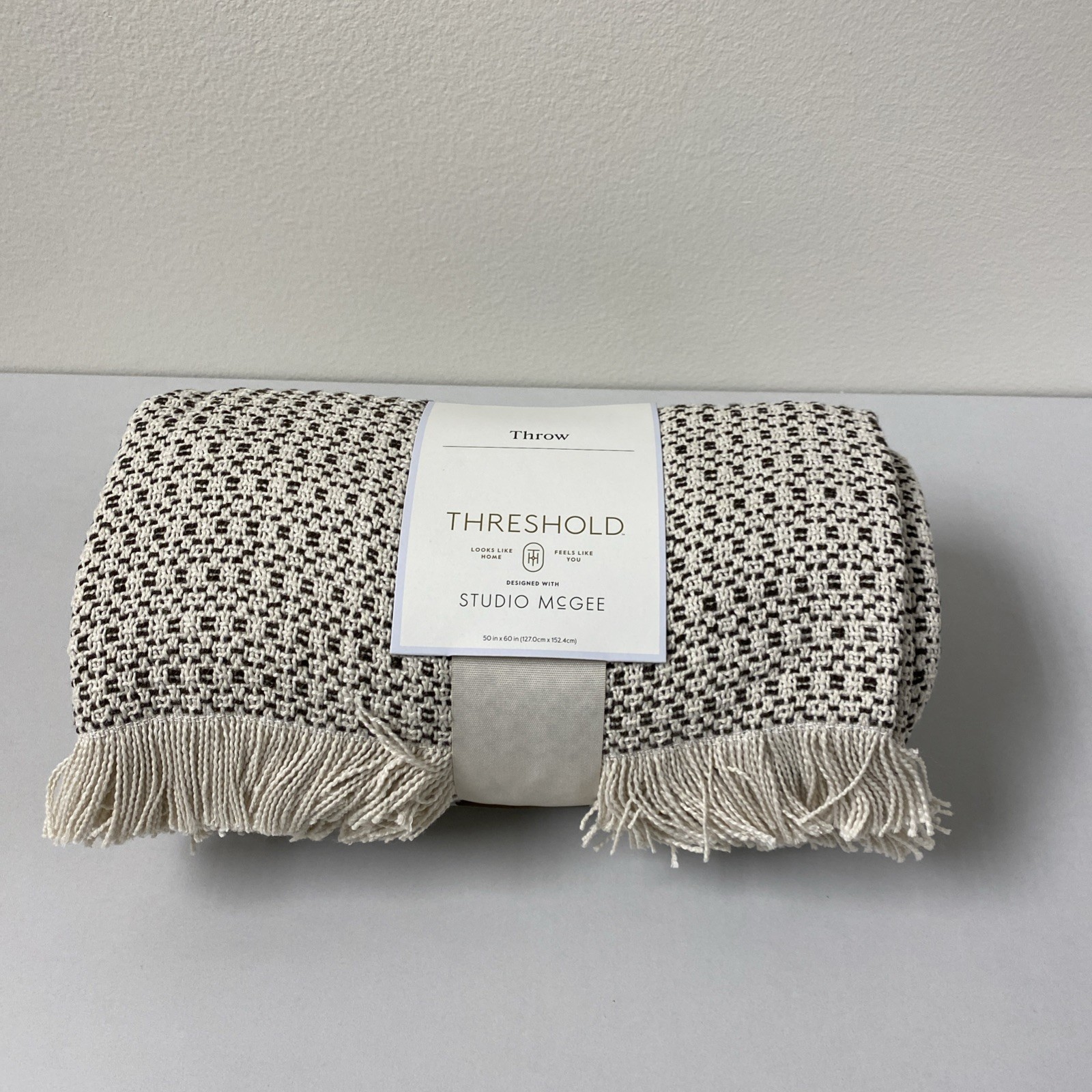Threshold Studio McGee Woven Textural Fringe Throw Blanket Cream-Brown New Threshold Studio McGee Woven Textural Fringe Throw Blanket Cream-Brown New