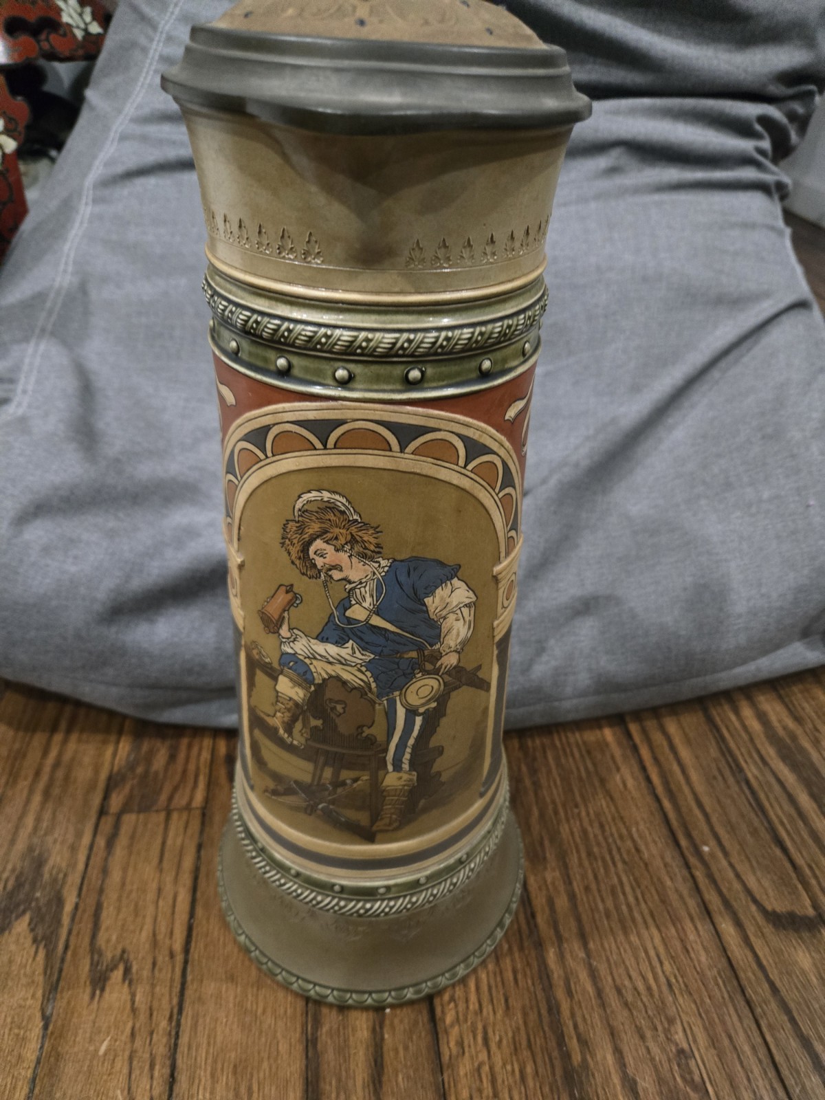 RARE Antique Mettlach 3 Liter Stein of Cavalier RARE Antique Mettlach 3 Liter Stein of Cavalier