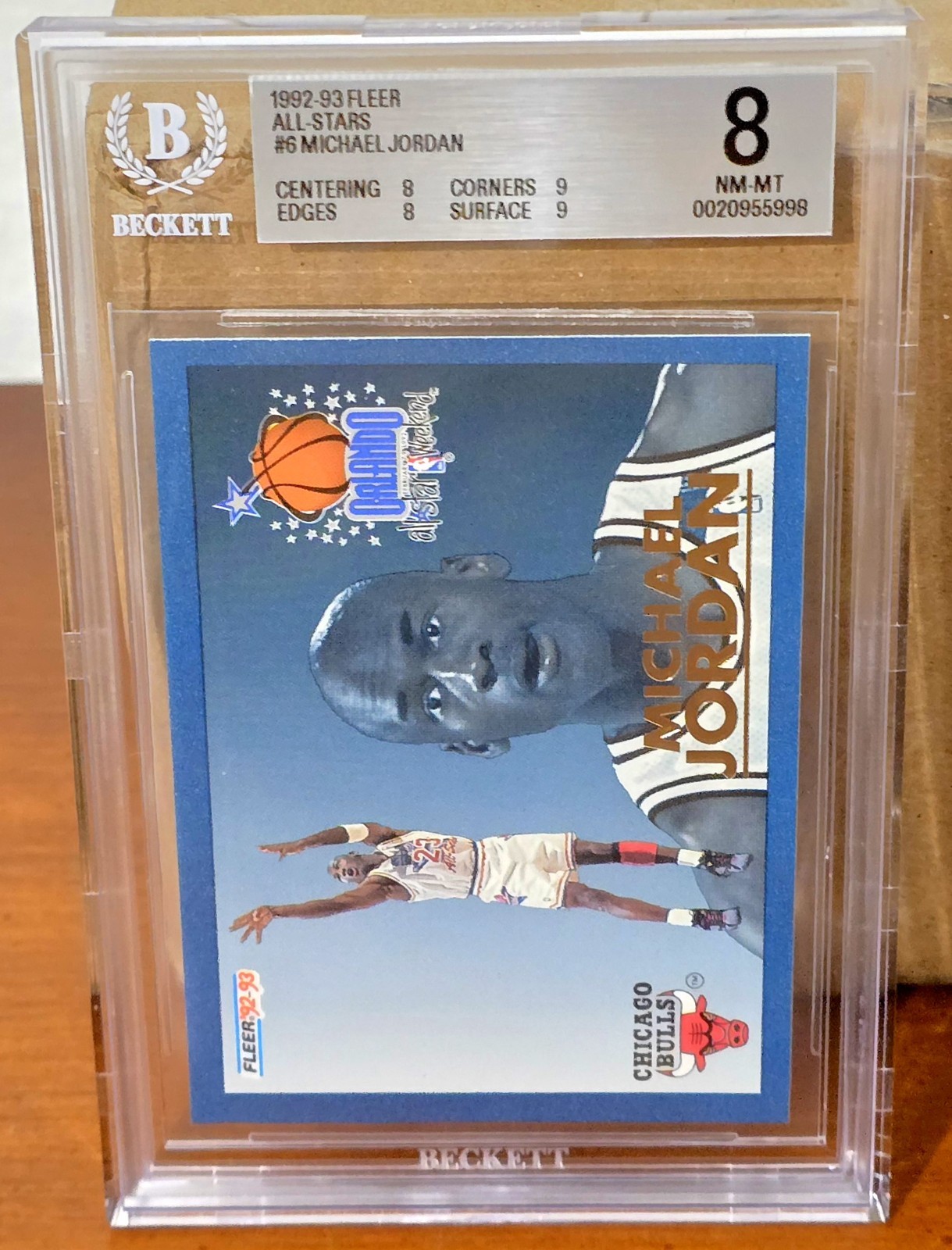 1992-93 fleer - michael jordan All Star #6 Bgs 8 Clean Card 1992-93 fleer - michael jordan All Star #6 Bgs 8 Clean Card