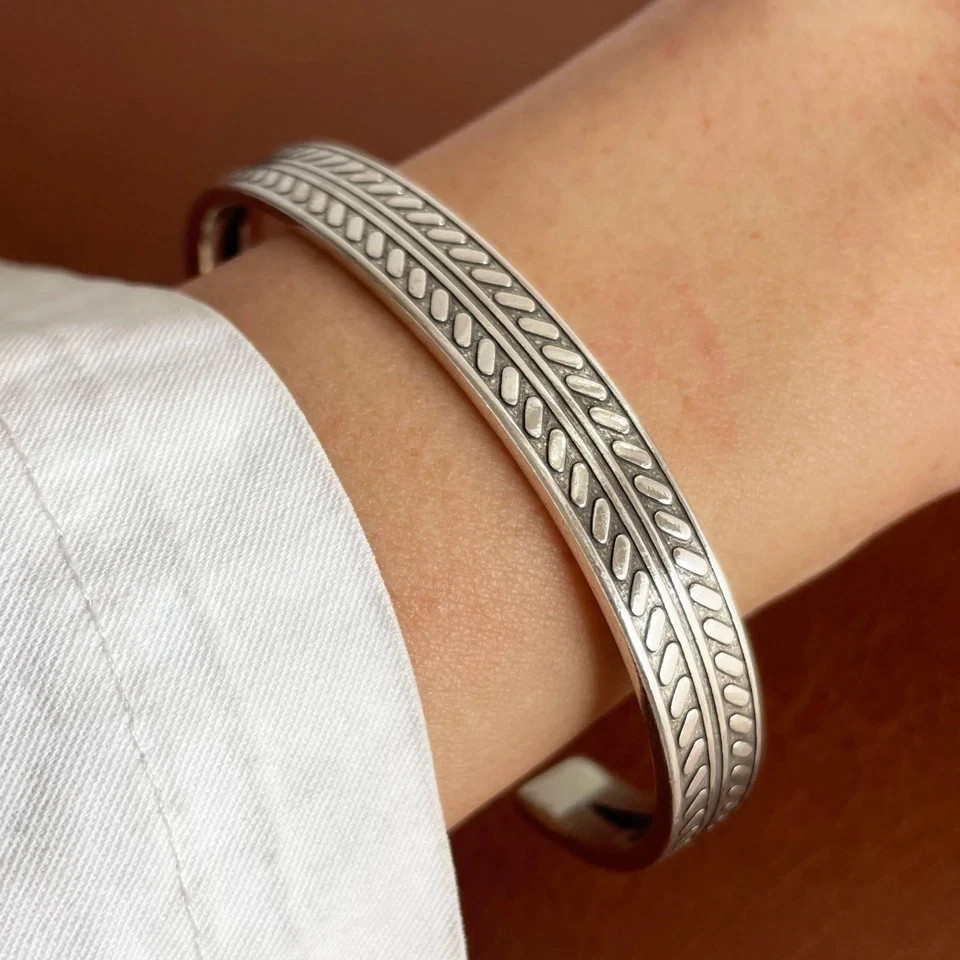 925 Sterling Silver Black Stone Bracelet for Women Vintage Handmade Jewelry Gift