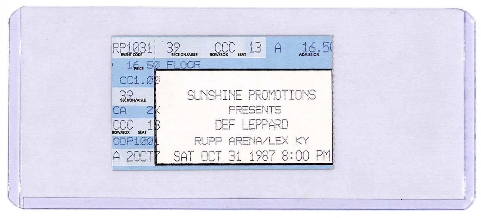 VTG 1987 Def Leppard Hysteria World Tour Ticket Stub Rupp Arena 10/31/87 VTG 1987 Def Leppard Hysteria World Tour Ticket Stub Rupp Arena 10/31/87