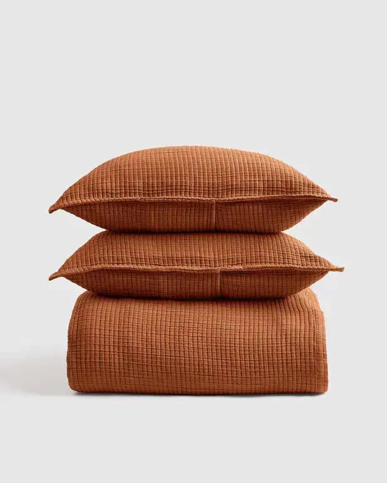Quince 100% Organic Ribbed Cotton Coverlet Set in Terracotta NWT