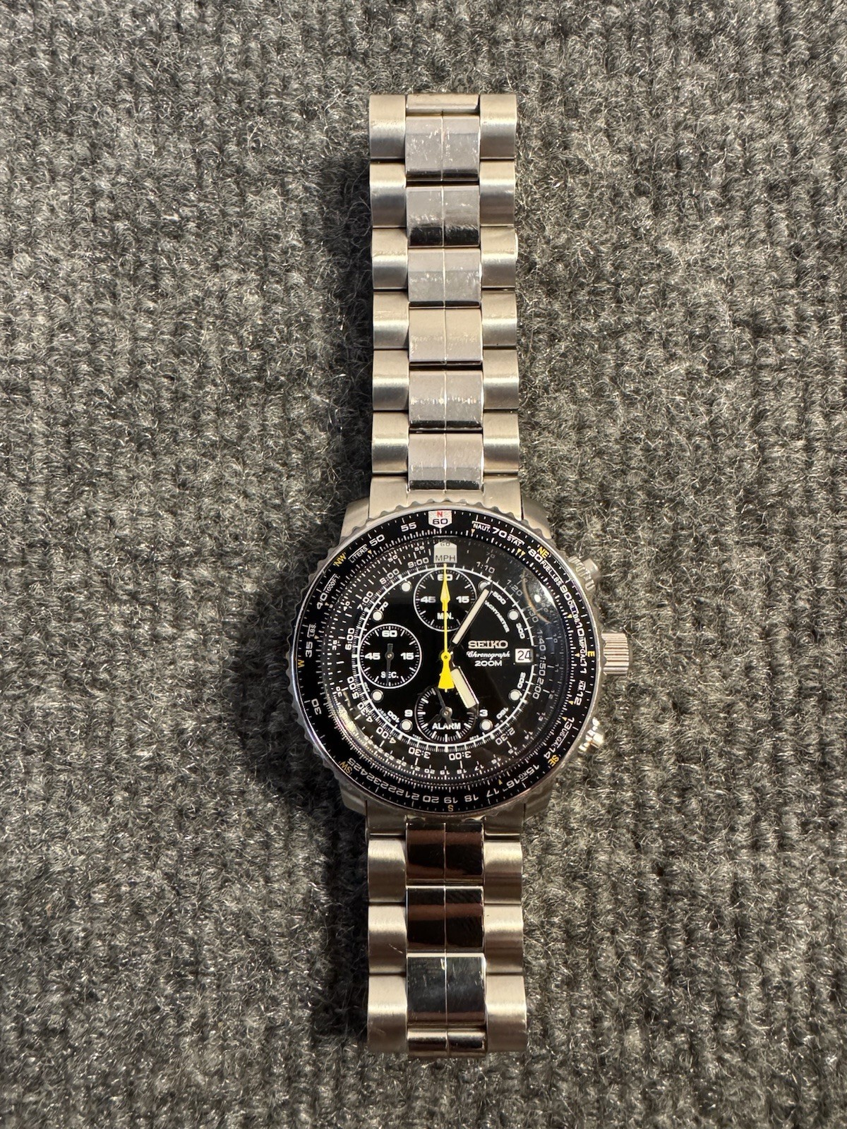 SEIKO Flightmaster SNA411P1 7T62-0EB0 Pilot Alarm Chronograph From Japan