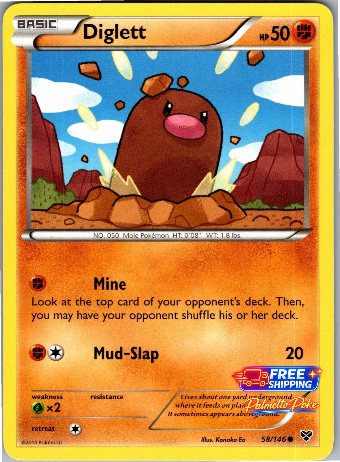 Diglett 58/146 Common XY Base Set Pokemon NM/LP Diglett 58/146 Common XY Base Set Pokemon NM/LP