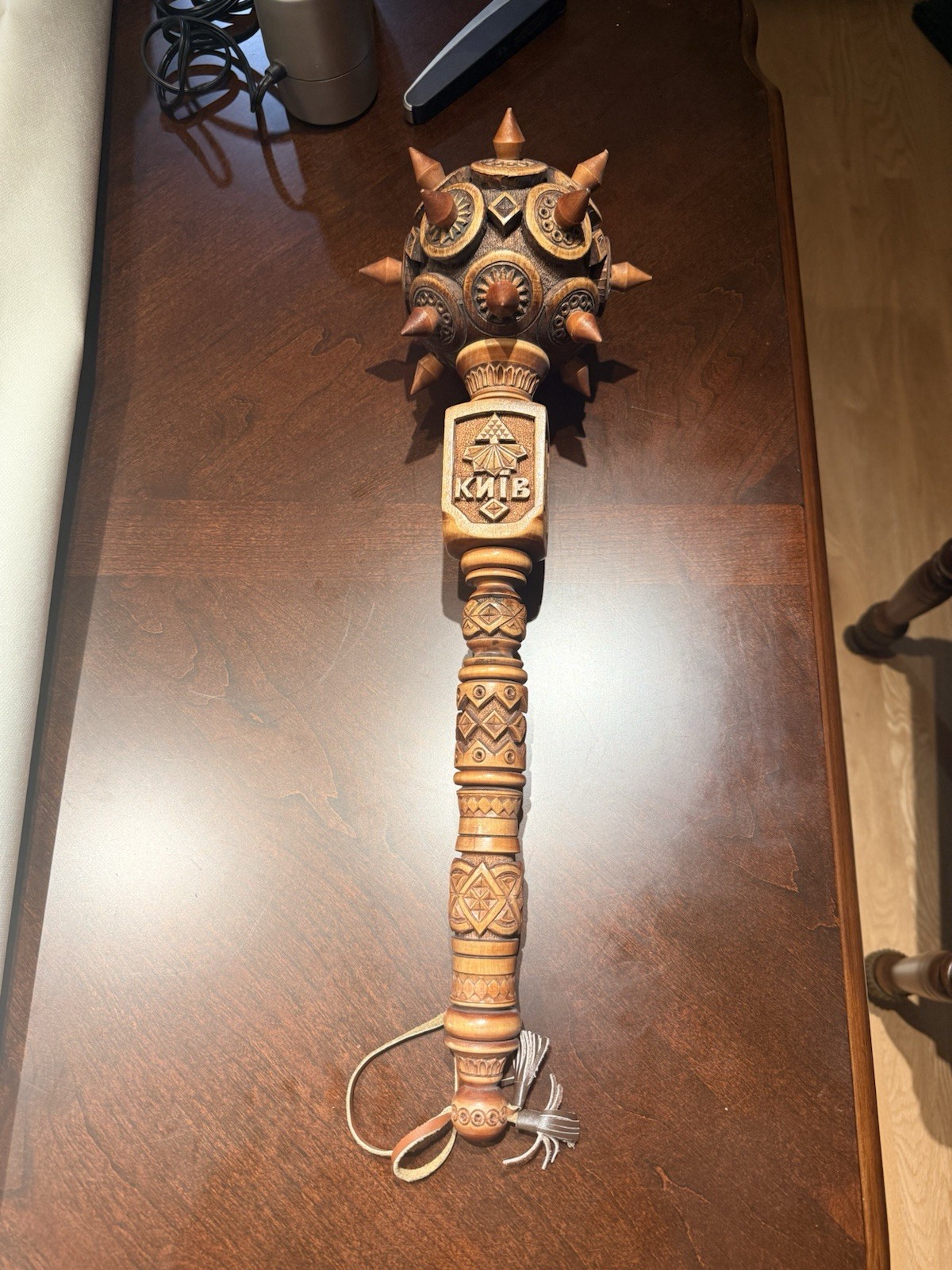 Ukrainian decorative ceremonial wooden bulava (mace) Ukrainian decorative ceremonial wooden bulava (mace)