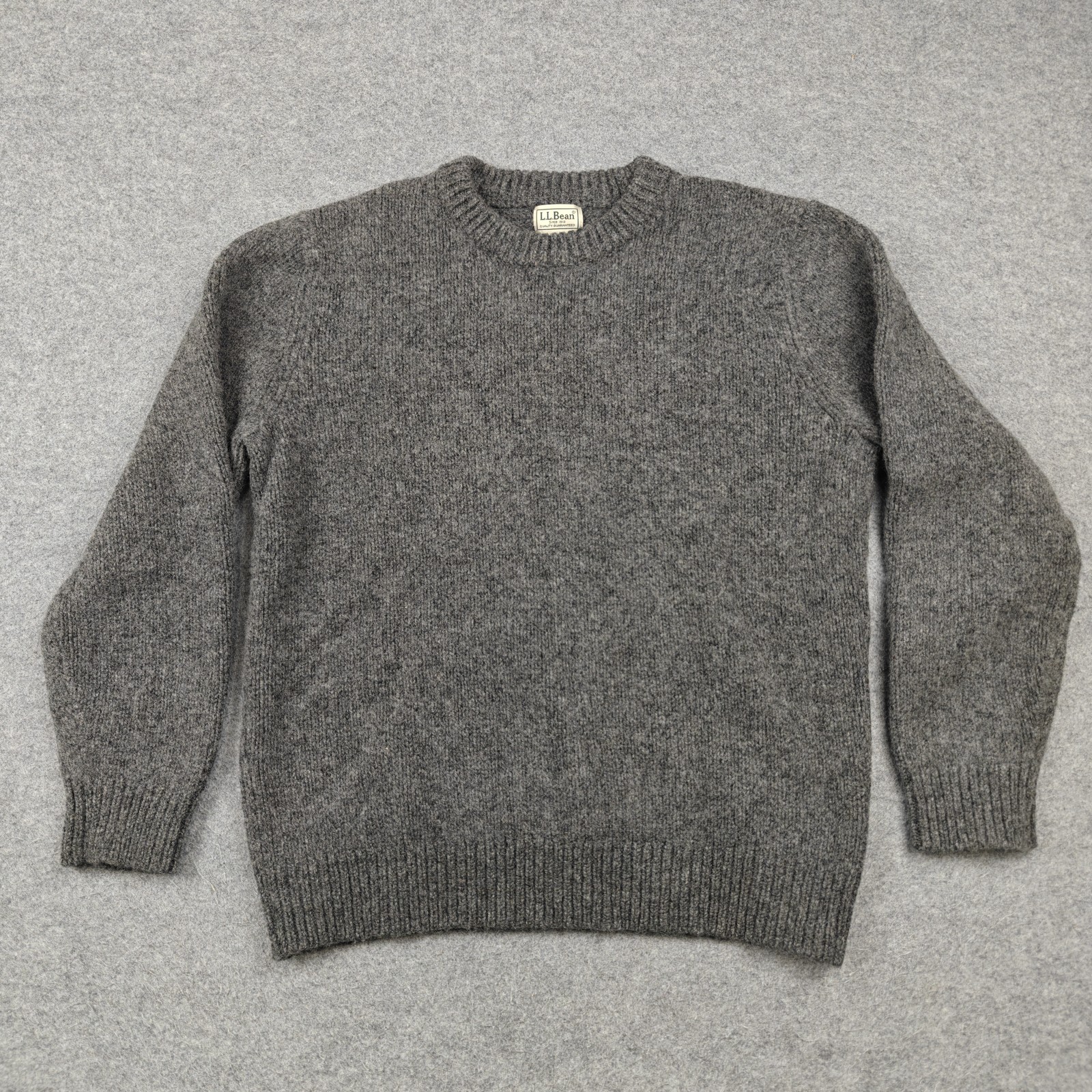 L.L. Bean Sweater Mens Large Gray Crew Neck Pullover Wool Heavyweight Knit Warm