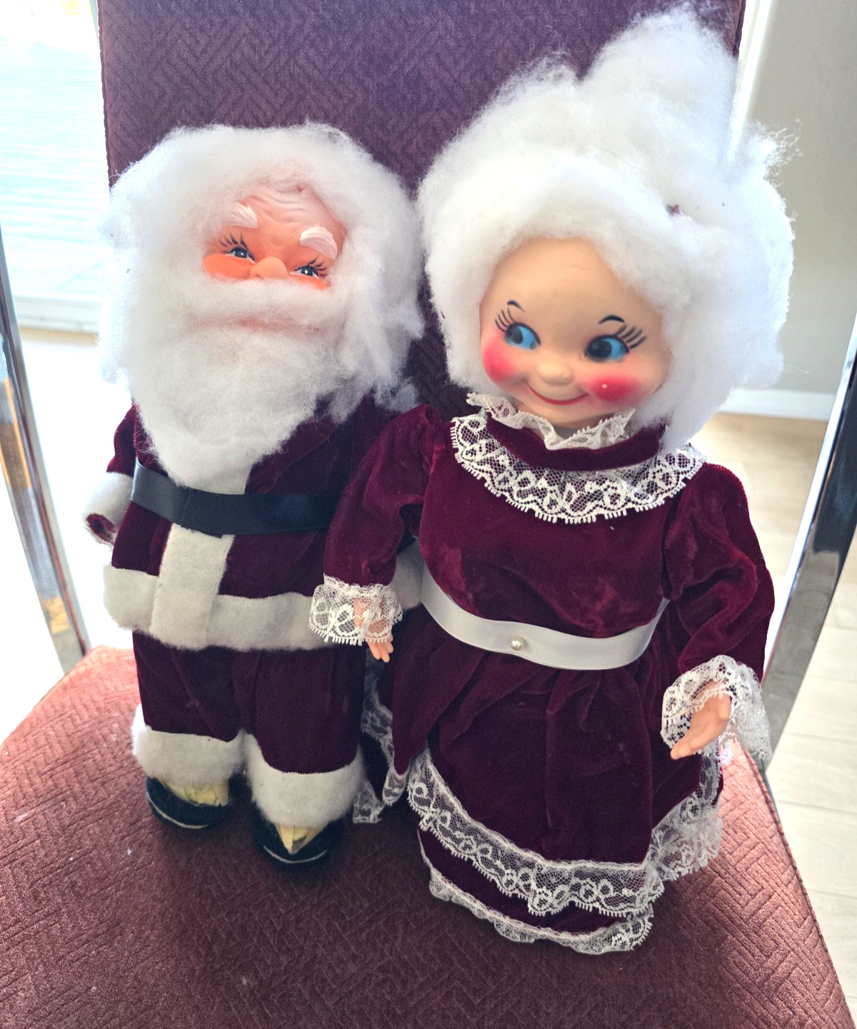 Vintage Harold Gale Santa Claus And Mrs. Claus Dolls Christmas Decorations MCM