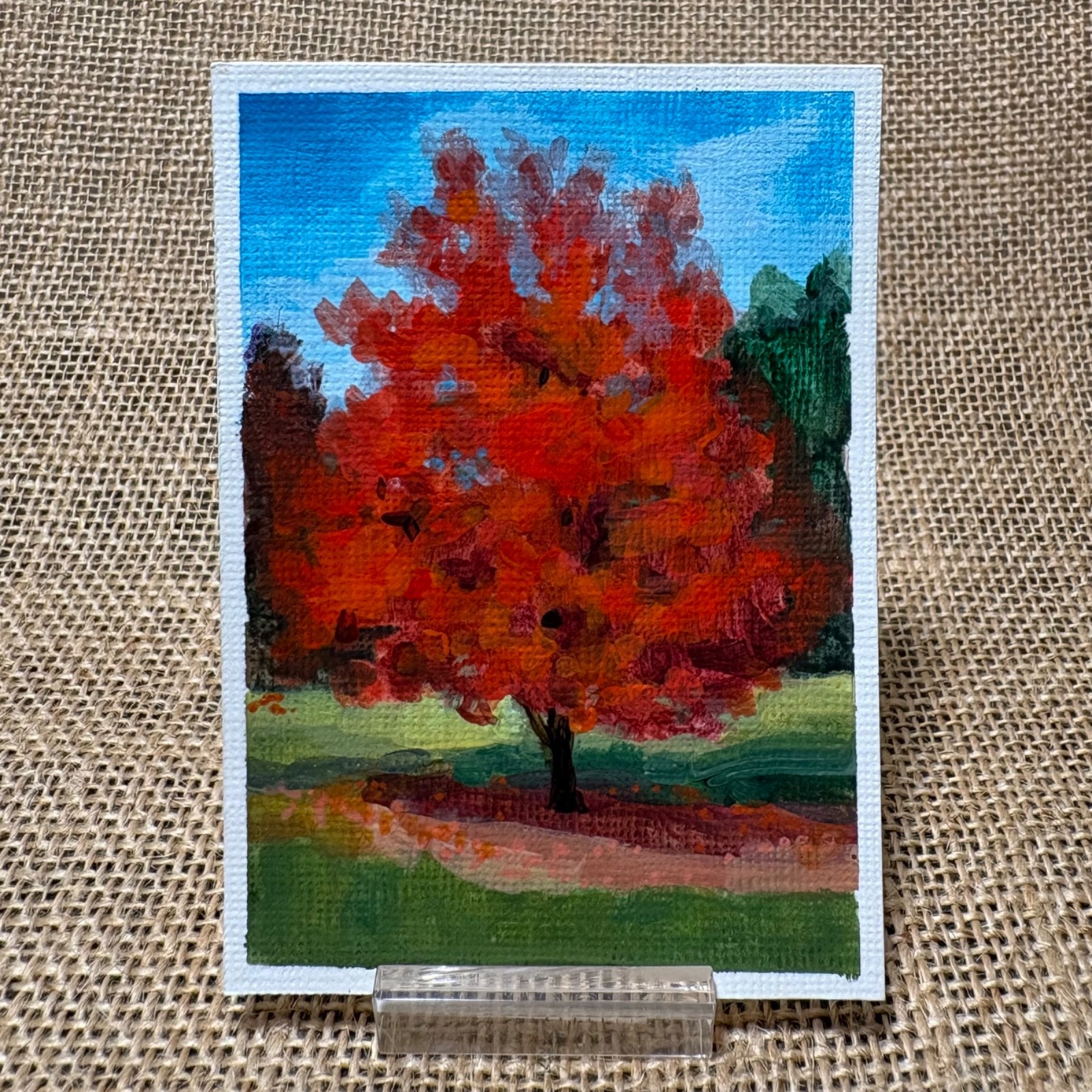 ACEO Original, Landscape, Sugar Maple, Autumn, Foliage, Fall, Nature, Painting ACEO Original, Landscape, Sugar Maple, Autumn, Foliage, Fall, Nature, Painting