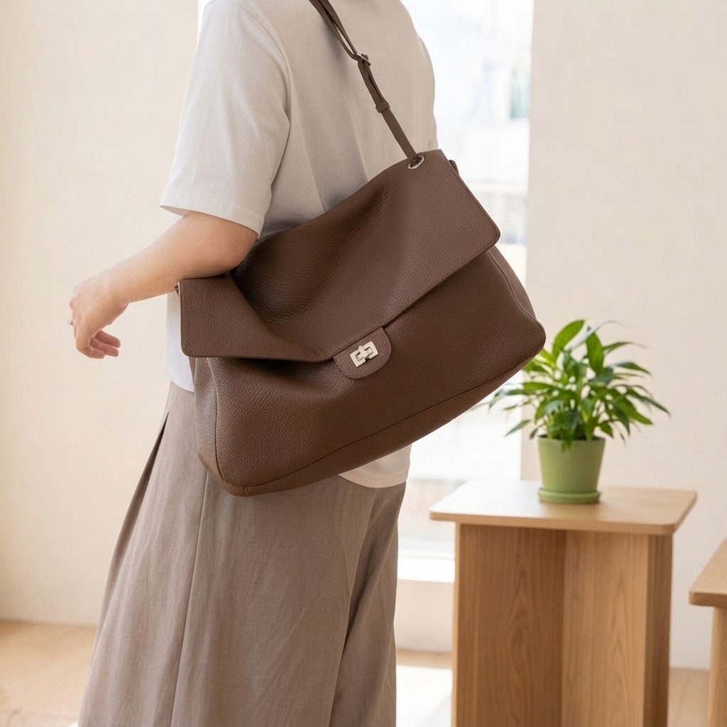 Handcrafted Soft Cowhide Purse, Stylish Shoulder Bag, Durable Travel Handbag