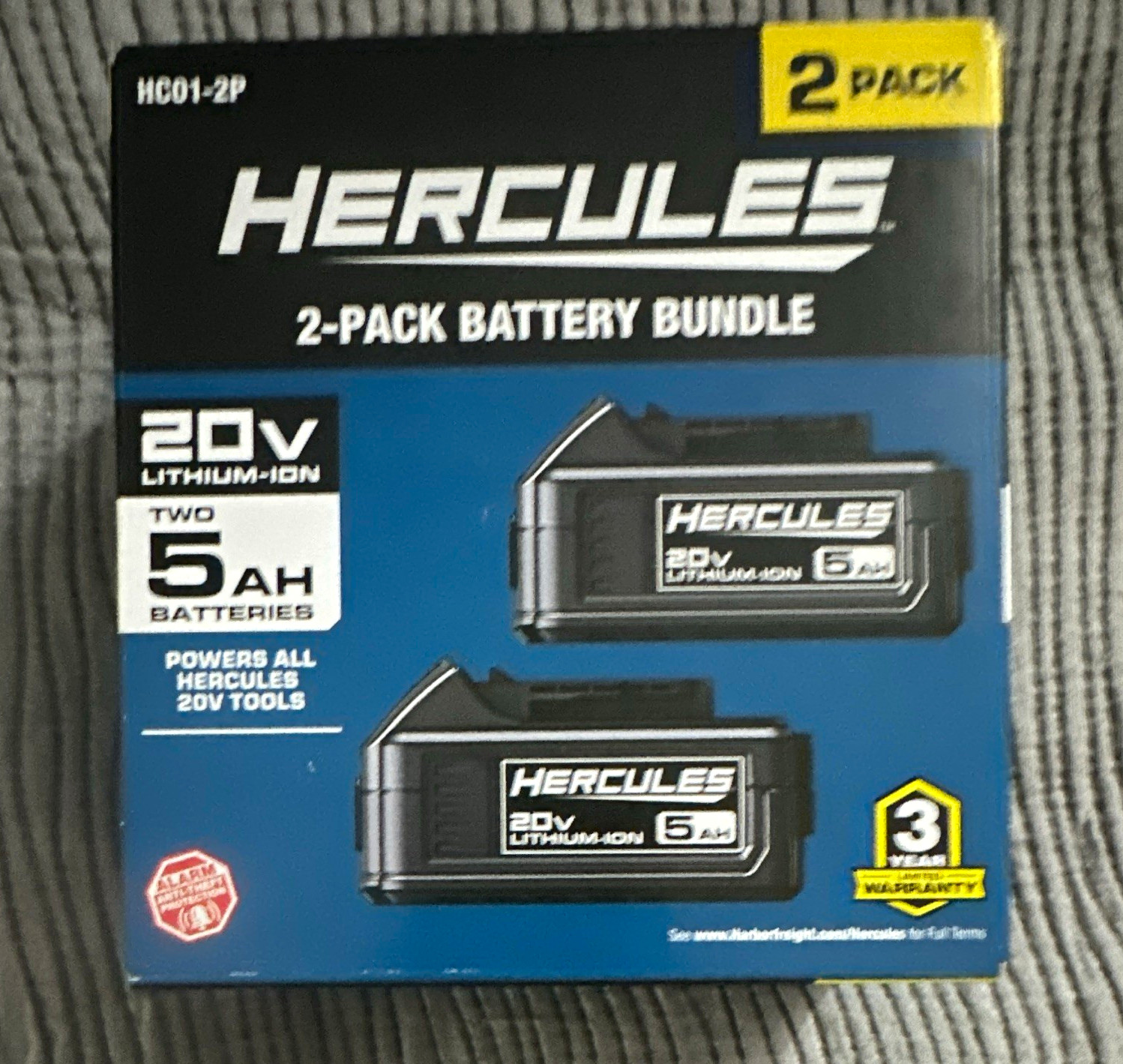HERCULES 20V 5Ah Lithium-Ion Power Tool Battery 2-Pack HC01-2P Blue HERCULES 20V 5Ah Lithium-Ion Power Tool Battery 2-Pack HC01-2P Blue