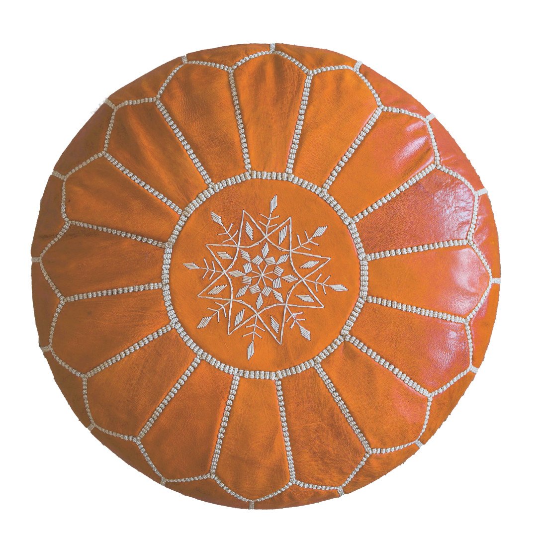Moroccan Leather Pouf Unstuffed Moroccan (Tan) [CLEARANCE]