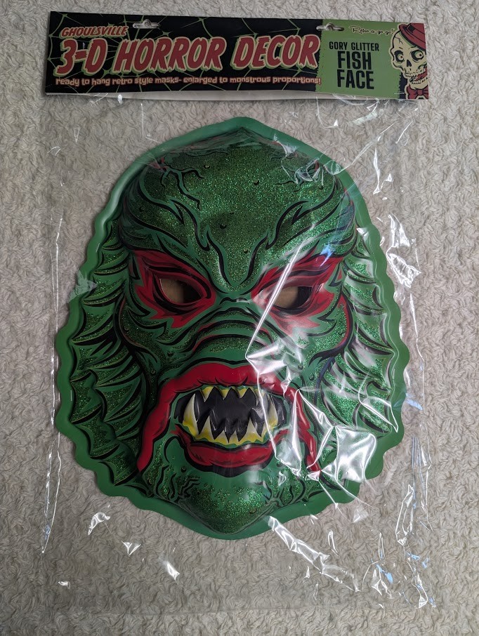 Retro A Go-Go Ghoulsville Glitter Fish Face Plastic Mask Wall Decor Doug P'Gosh Retro A Go-Go Ghoulsville Glitter Fish Face Plastic Mask Wall Decor Doug P'Gosh