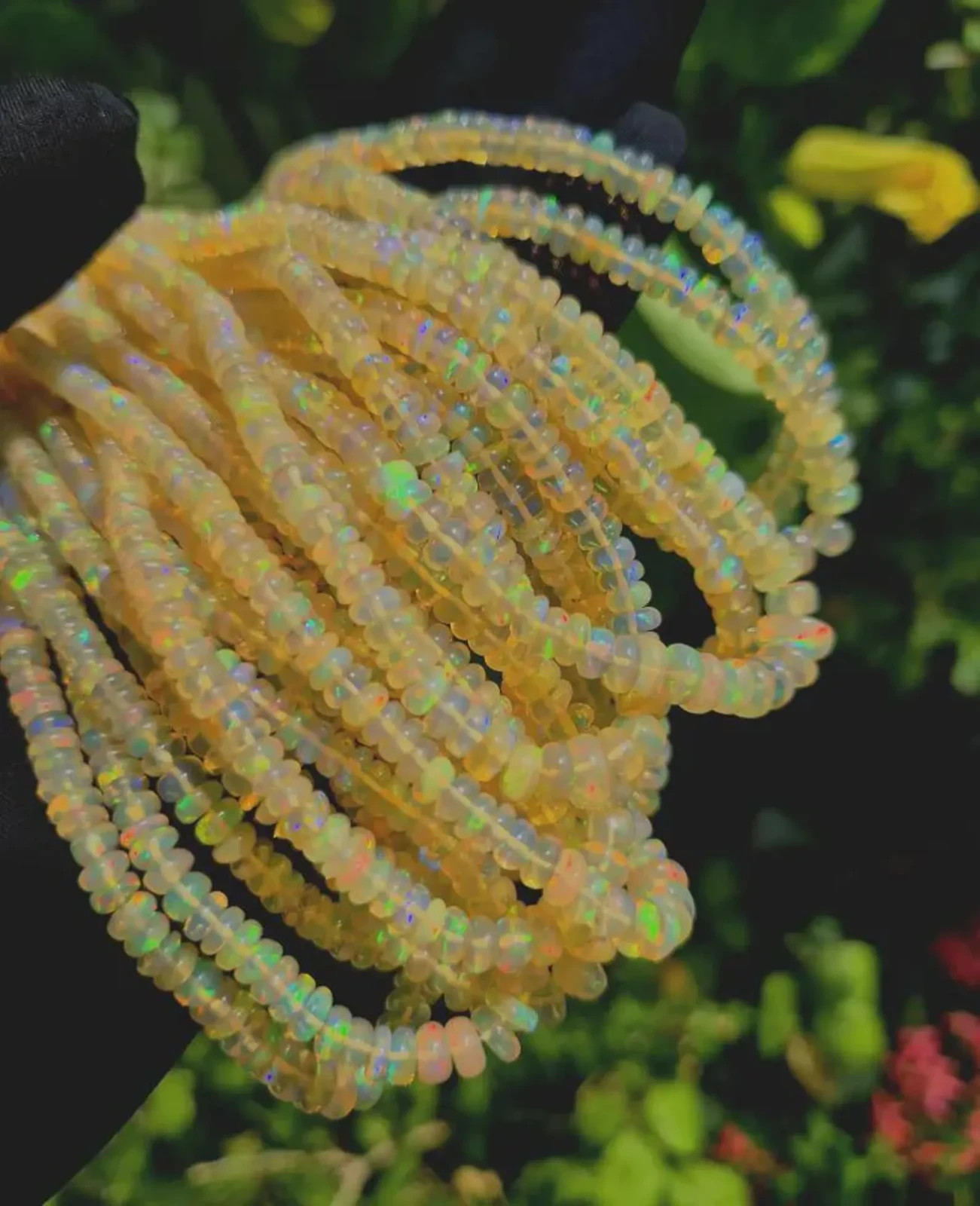 Natural Ethiopian Opal Smooth Beads, Rainbow Fire 3-4 mm Opal Rondelle Beads 16\' Natural Ethiopian Opal Smooth Beads, Rainbow Fire 3-4 mm Opal Rondelle Beads 16\'