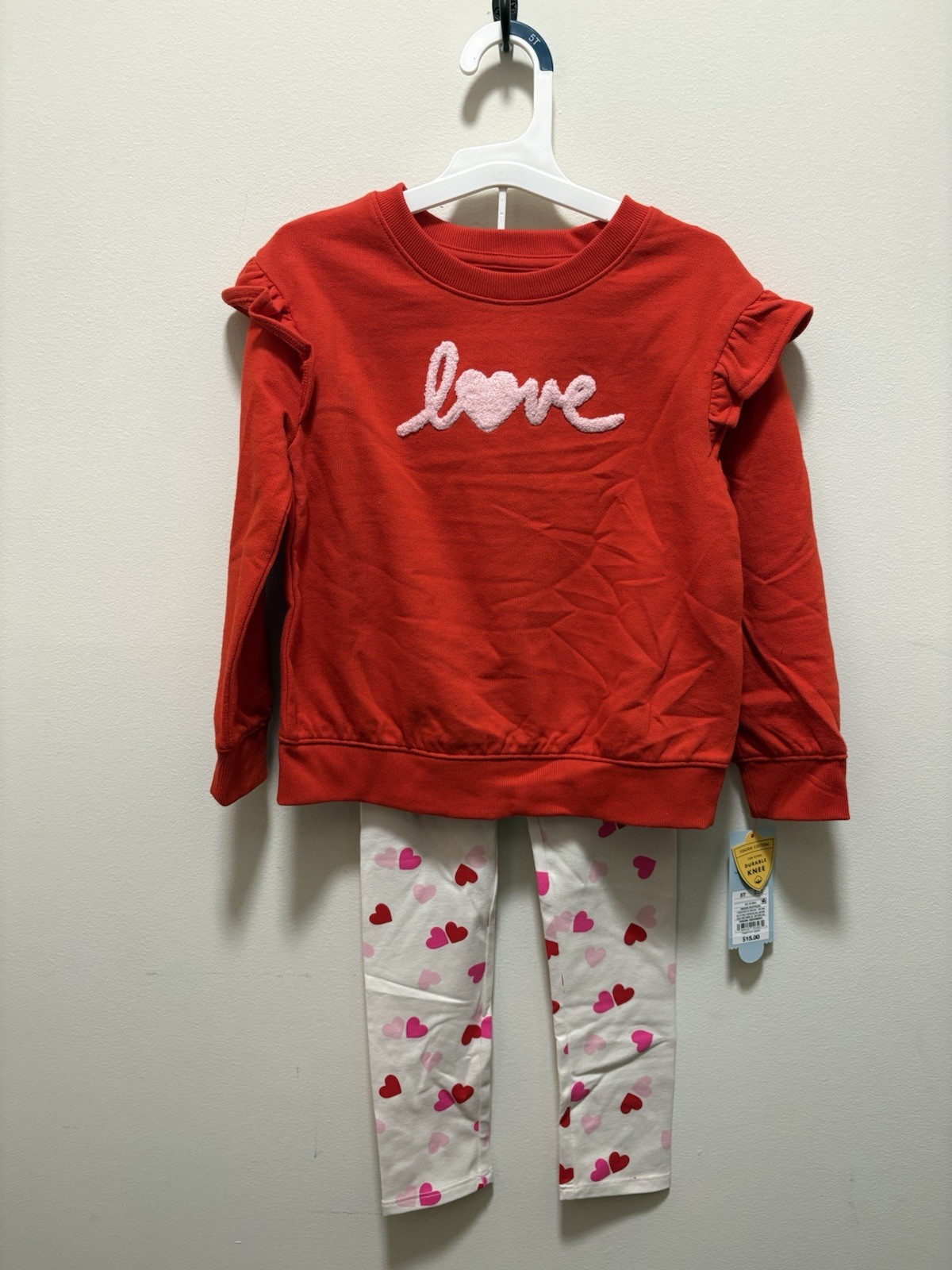Cat & Jack Valentines Outfit NWT Girls 5t Red Top With Leggings Cat & Jack Valentines Outfit NWT Girls 5t Red Top With Leggings