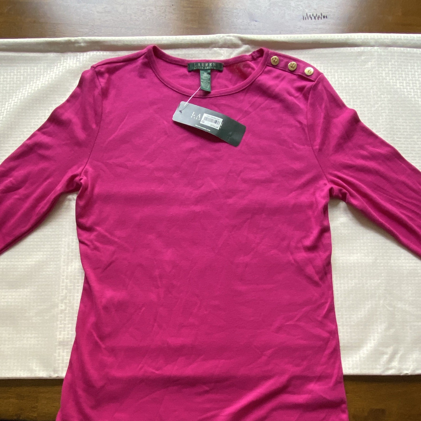 Lauren Ralph Lauren Women\'s Pink Solid Long Sleeve Pullover Top, M Lauren Ralph Lauren Women\'s Pink Solid Long Sleeve Pullover Top, M