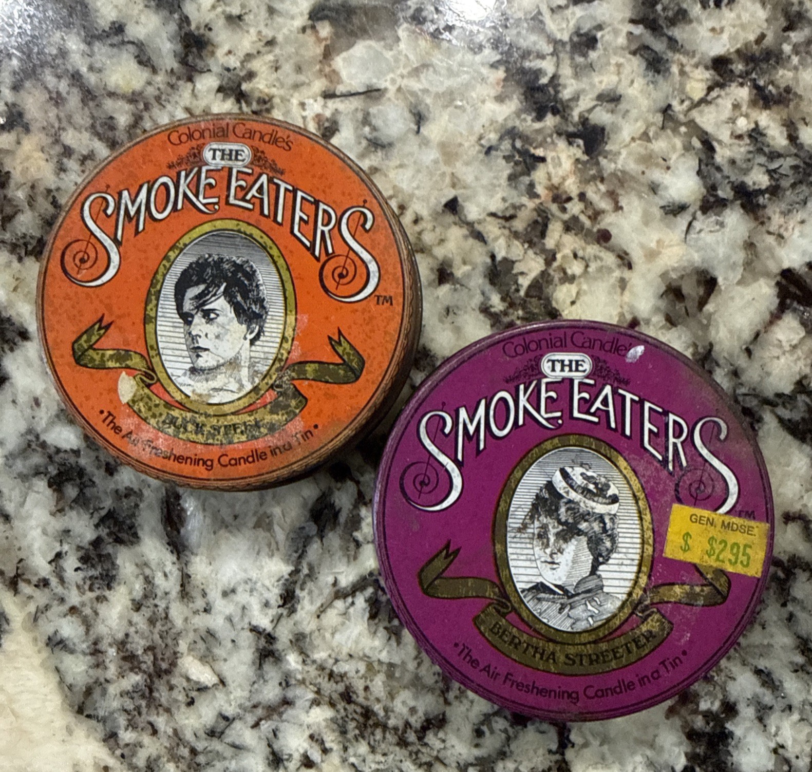 2-Vintage Colonial Candles “The Smoke Eaters” Air Freshener Tin Candles 2-Vintage Colonial Candles “The Smoke Eaters” Air Freshener Tin Candles