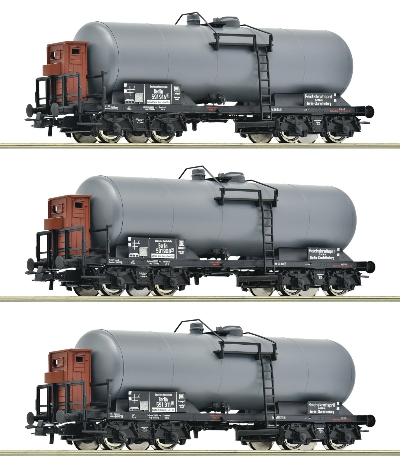 Roco 6600062 H0 Tank Car Set Reichskraft Sprit 3-Piece DRG Epoch 2 New