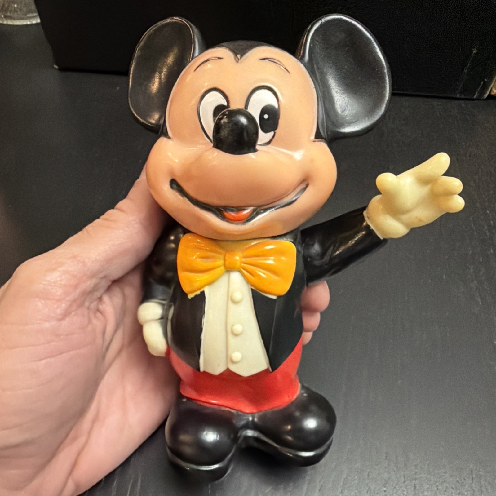 Vintage Walt Disney Mickey Mouse Plastic Coin Bank Made in Korea 6” Tall World 