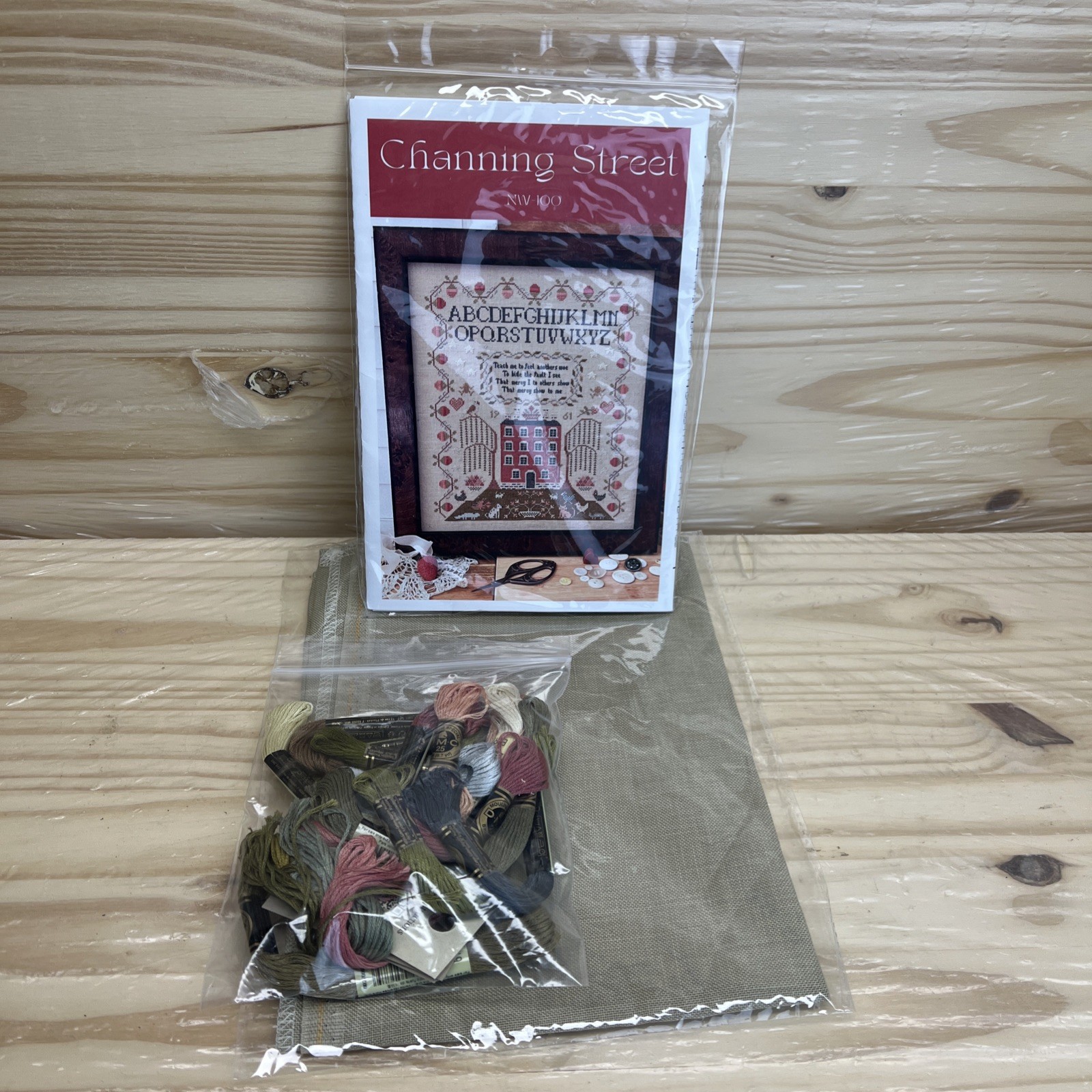 Channing Street Annie Beez Folk Art Cross Stitch Kit Fabric Thread Floss Drops Channing Street Annie Beez Folk Art Cross Stitch Kit Fabric Thread Floss Drops