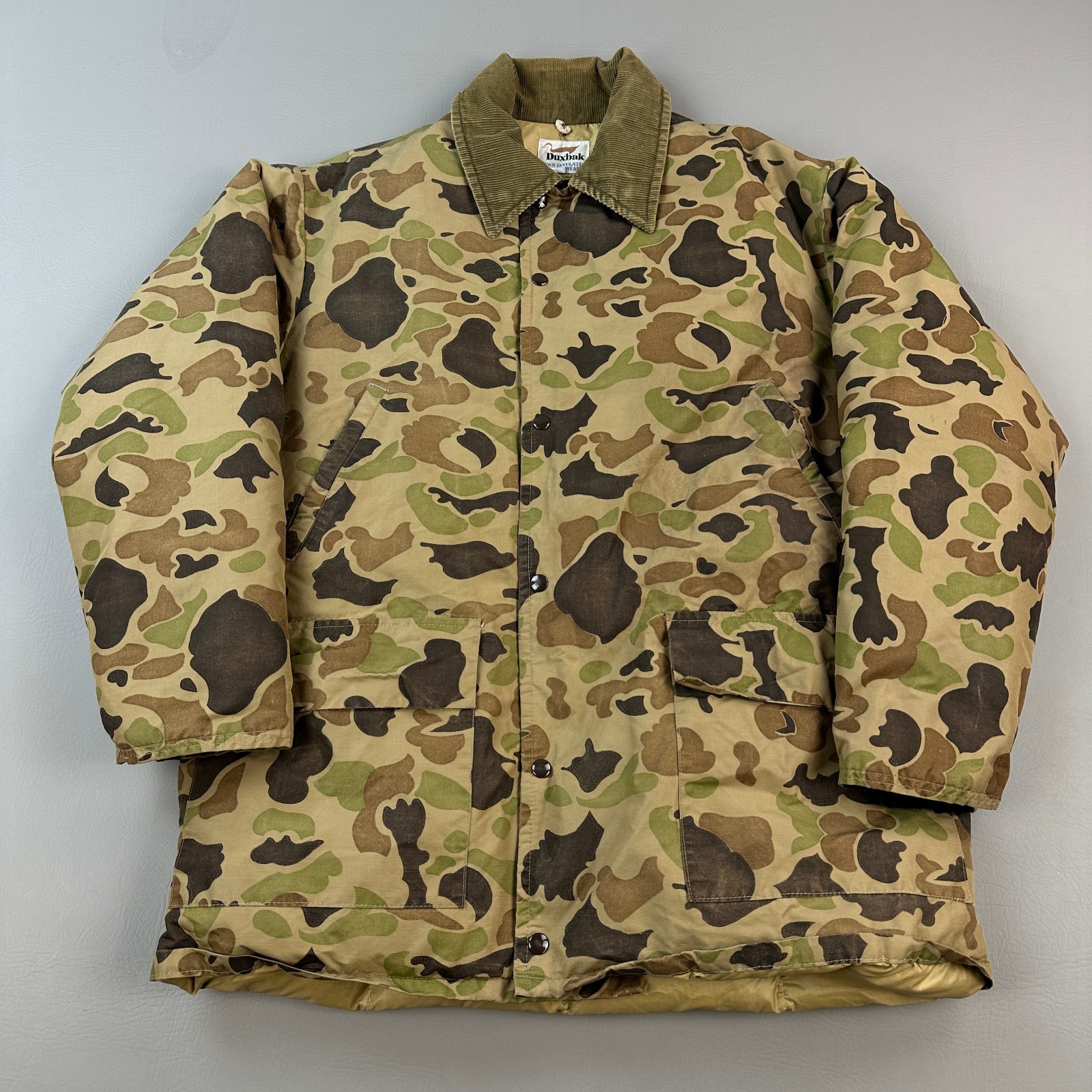 Vintage Duxbak Jacket Mens Large Duck Camo Down Insulated Talon Zip 70s