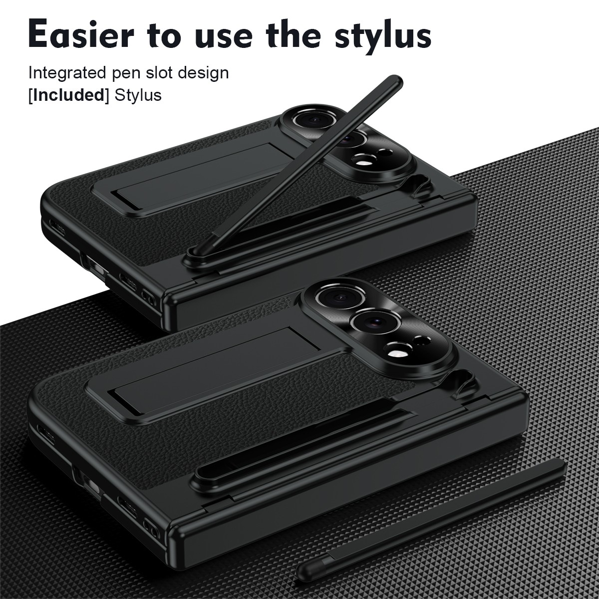 For Apple iPhone Duo, Luxury Hybrid Armor Business Case With Stylus Glass Film