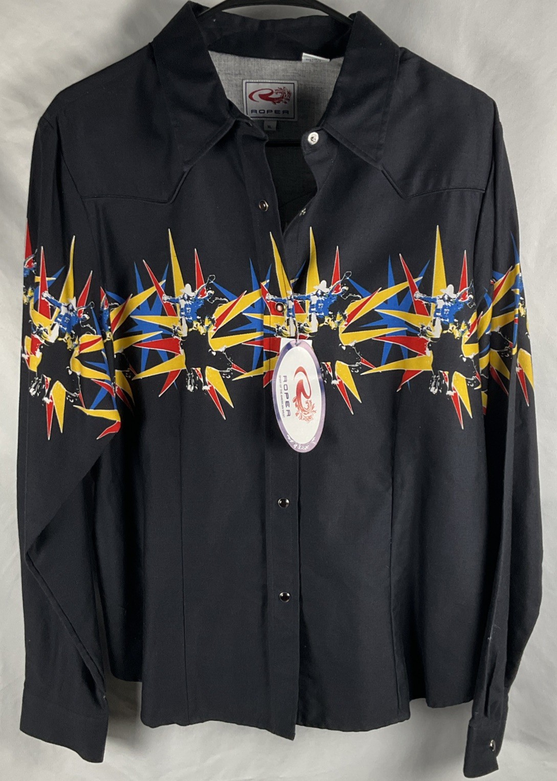 Roper Womens Black XL Shirt Western Style Snap Front Long Sleeve Cowgirl Country Roper Womens Black XL Shirt Western Style Snap Front Long Sleeve Cowgirl Country