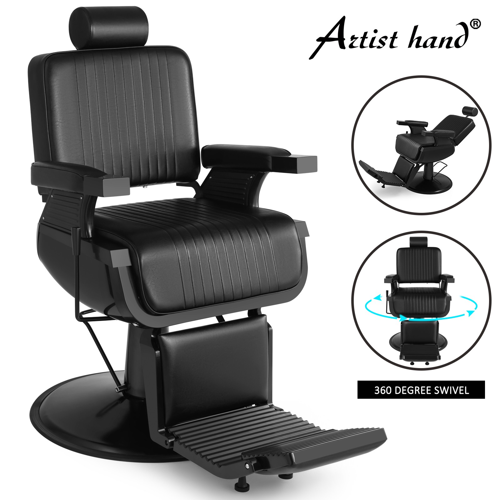 Artist Hand Heavy Duty Hydraulic Barber Chair All Purpose Recline Salon Stylist Artist Hand Heavy Duty Hydraulic Barber Chair All Purpose Recline Salon Stylist