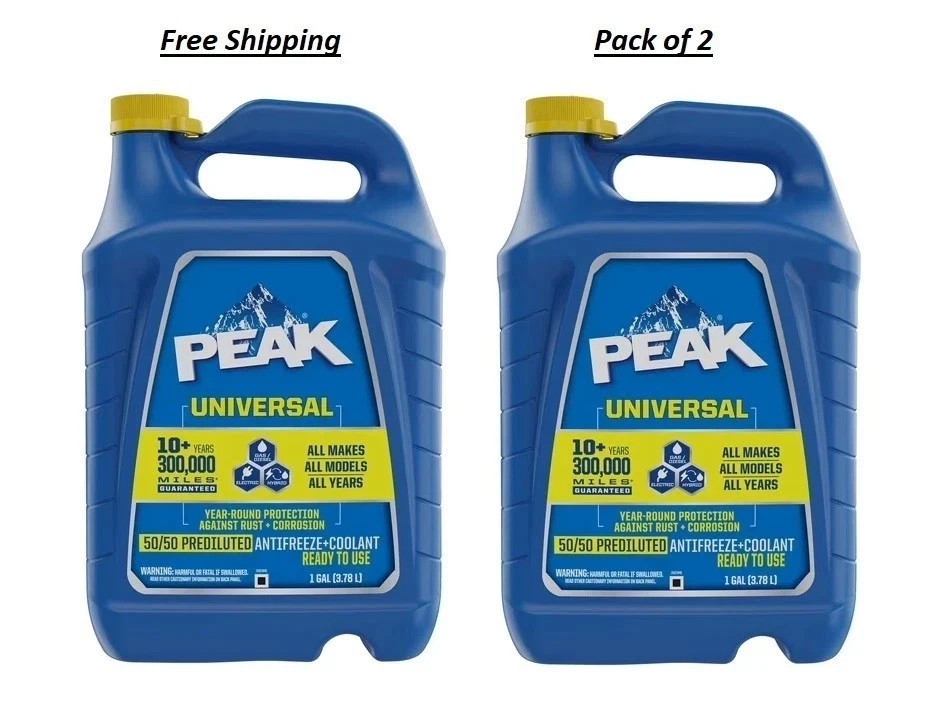 PEAK Universal 50/50 Prediluted Antifreeze + Coolant for All Vehicles, 2 gal