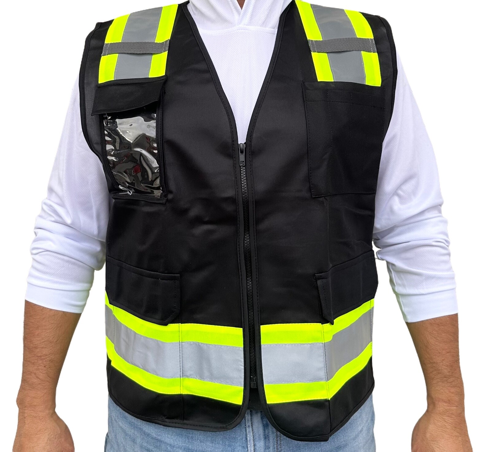 Surveyor Solid Black Two Tones Safety Vest ,With Multi-Pocket Tool/ Photo ID Surveyor Solid Black Two Tones Safety Vest ,With Multi-Pocket Tool/ Photo ID