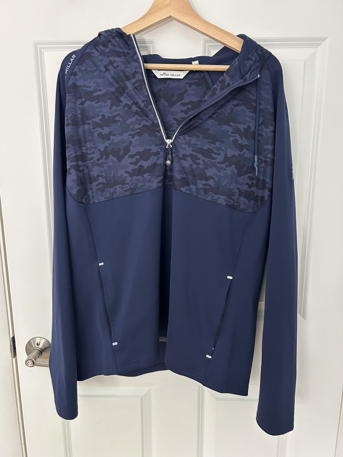 Peter Millar- Weld Navy Camo Hyper Light Half Zip Pullover