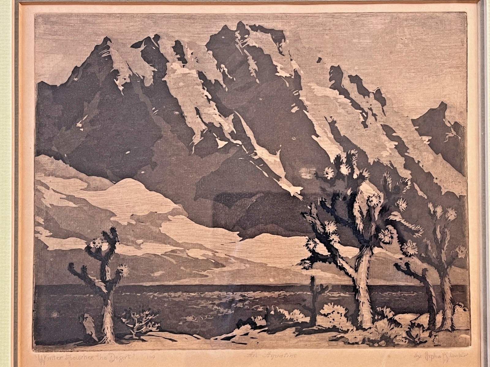 1930s CALIFORNIA Landscape AQUATINT Etching ORPHA MAE KLINKER Original signed 
