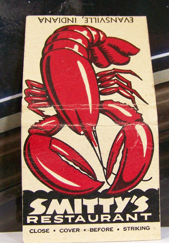 Rare Vintage Matchbook Cover W1 Evansville Indiana Smitty's Restaurant Lobster Rare Vintage Matchbook Cover W1 Evansville Indiana Smitty's Restaurant Lobster