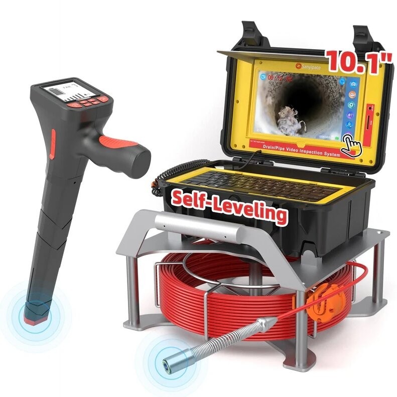 Sanyipace 165FT Sewer Camera w/ 512Hz Locator & Self-Leveling, 7mm Cable