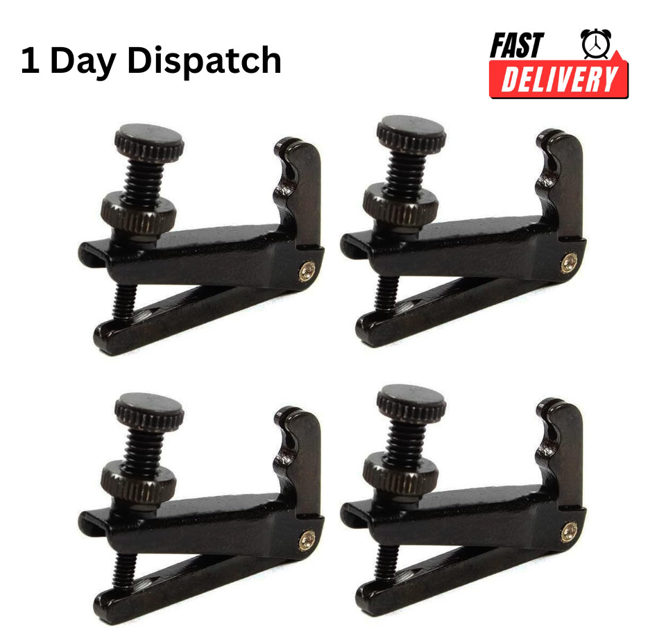 4PCS Violin Fine Tuners for 3/4 4/4 Violin Stainless Steel Black Adjusters.
