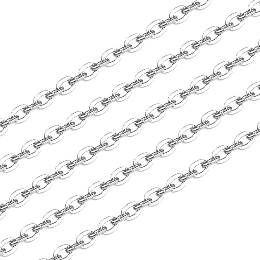 Adabele 10 Feet Sterling Silver 4x3mm Flat Cable Chain Link Findings