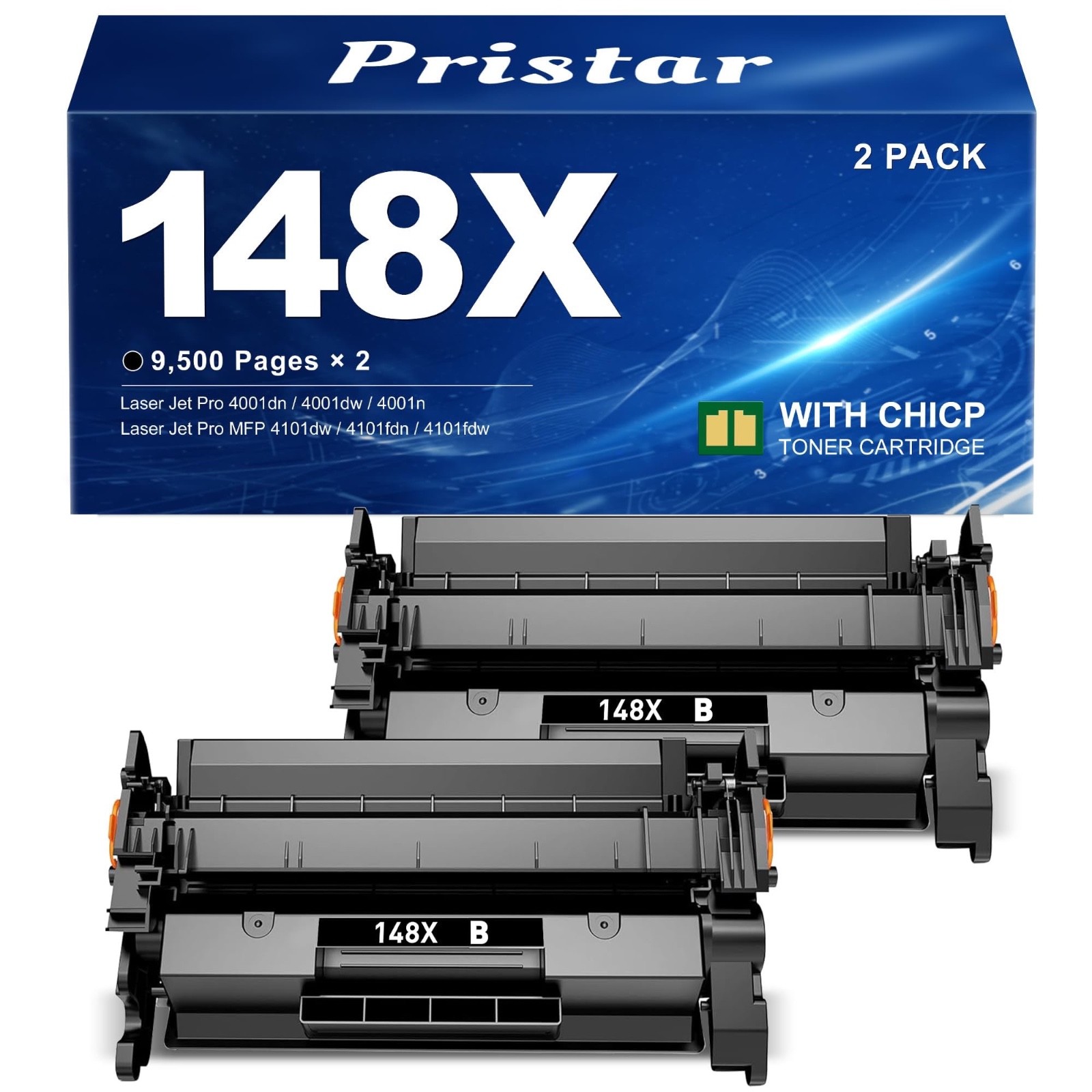 2pk 148X W1480 Toner Cartridges w/ chip for HP 148A LaserJet Pro 4001n MFP 4101f 2pk 148X W1480 Toner Cartridges w/ chip for HP 148A LaserJet Pro 4001n MFP 4101f