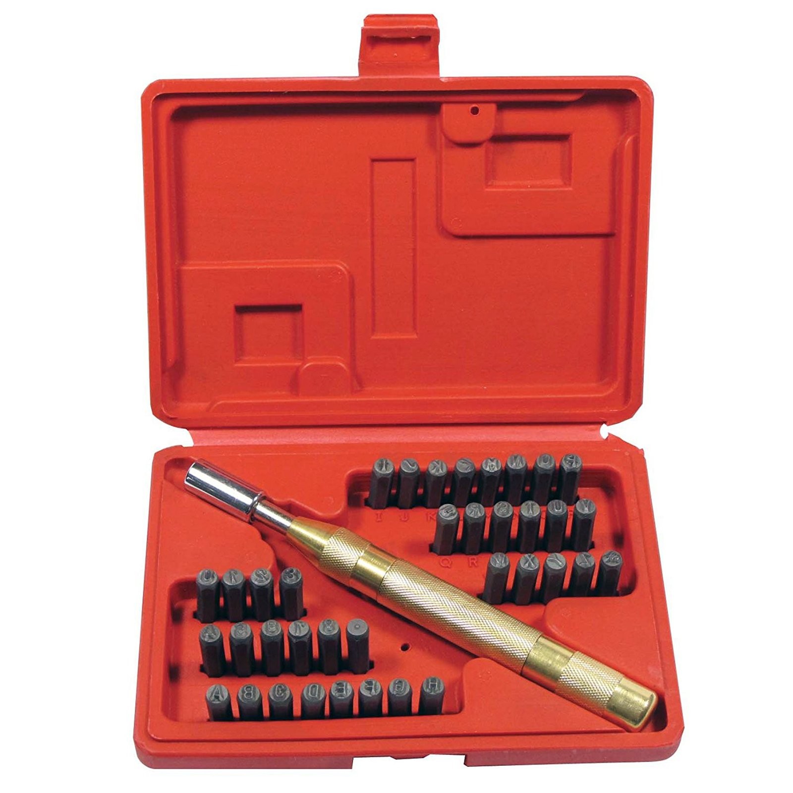 ToolTreaux Metal Number and Letter Stamping Set Auto Punch Storage Case - 38pc