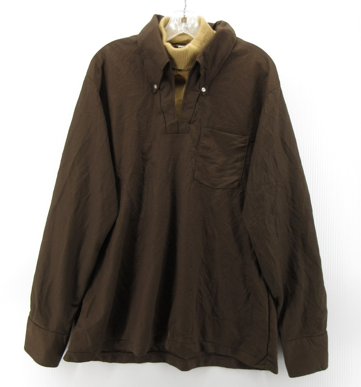 VINTAGE Haband Polo Shirt Men XL Brown 70s 80s Disco Leisure Sweater Collar NEW