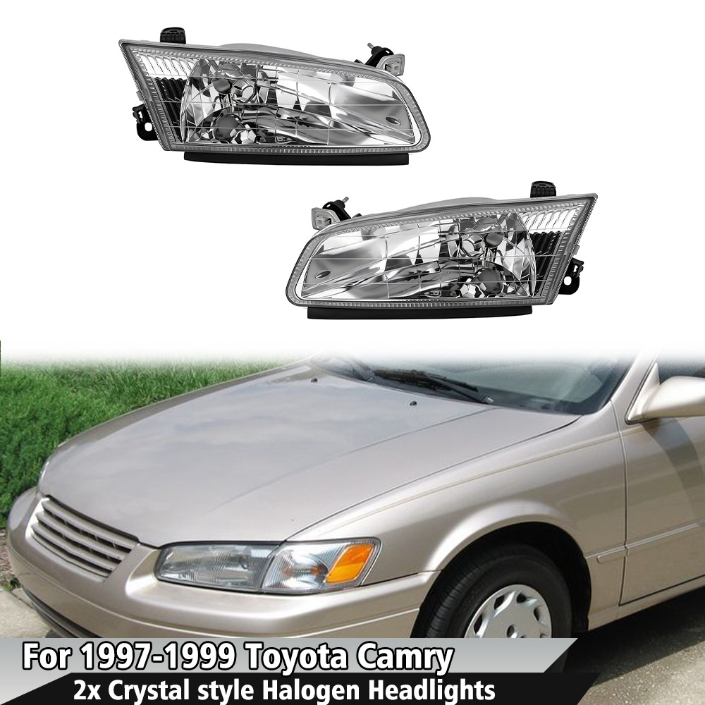 2x Crystal style Halogen Headlights Headlamps For 1997-1999 97-99 Toyota Camry