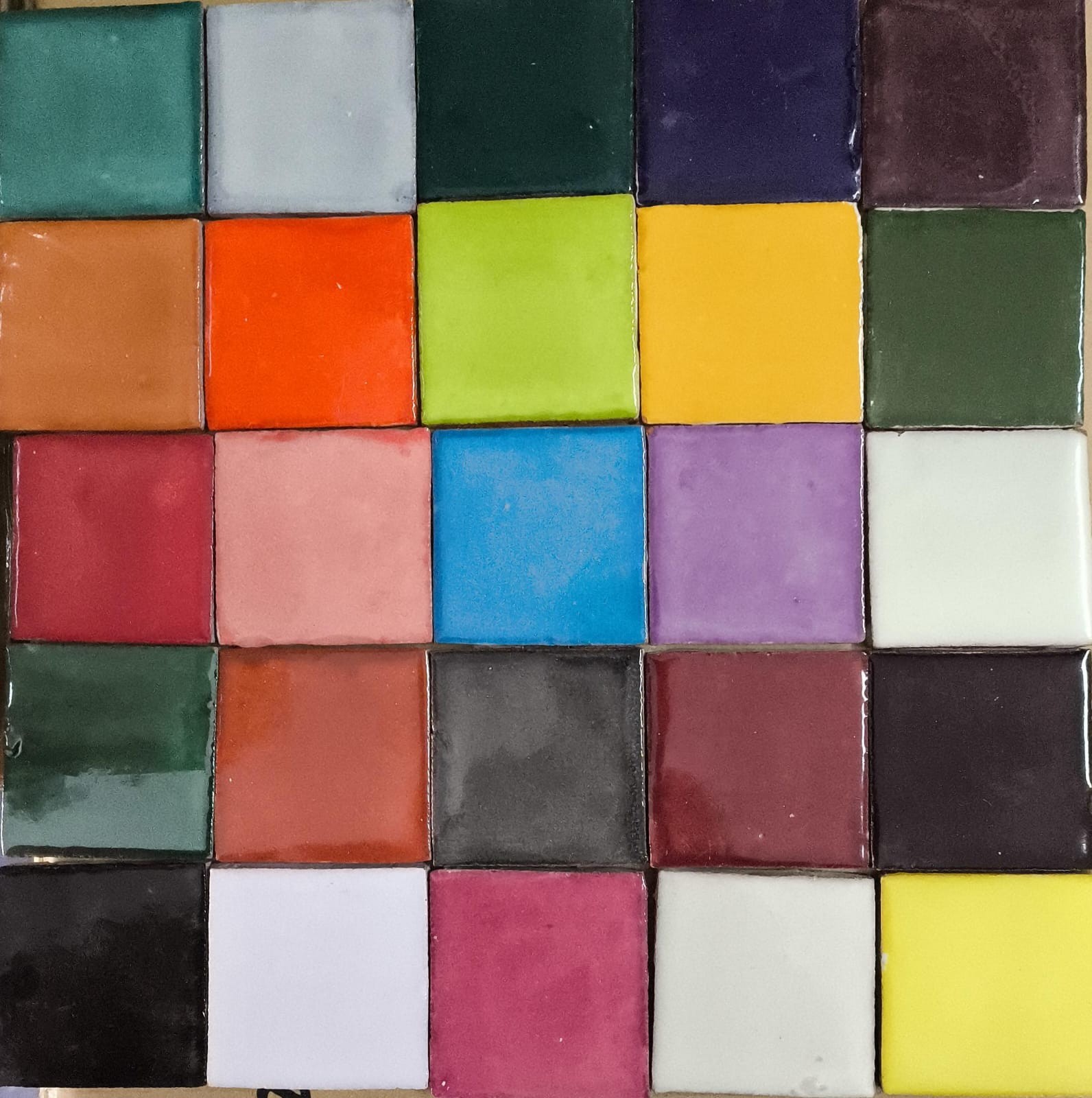 SET with 100 Solid Mexican 2x2 Ceramic Tiles Handmade Hand painted Tile #002